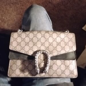 Gucci Cream and Black Shoulder Bag with Monogram Pattern